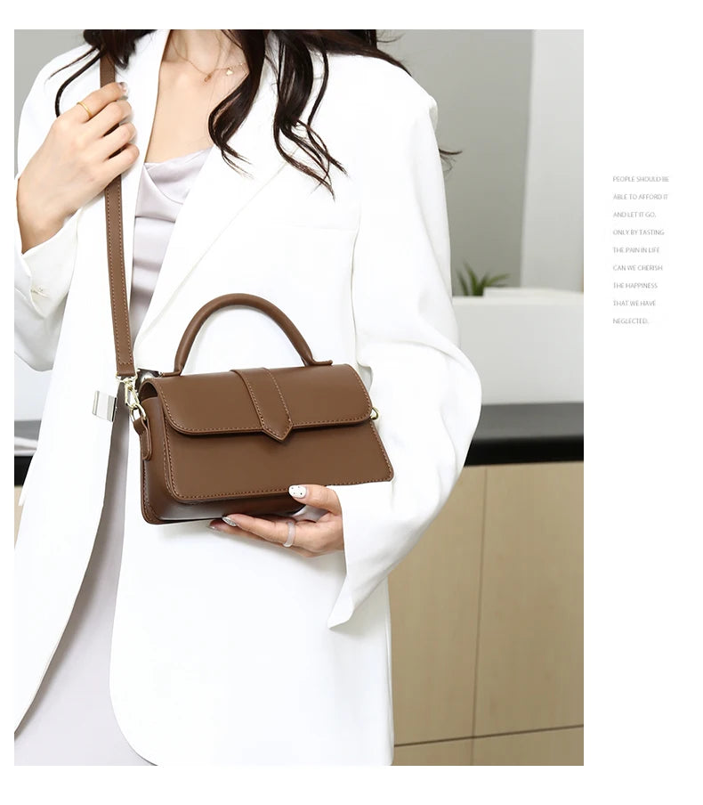 Leather Shoulder Bag for Women | Fashion Crossbody Bags & Vintage Underarm Bag (Square Satchel in Black) Luxegan