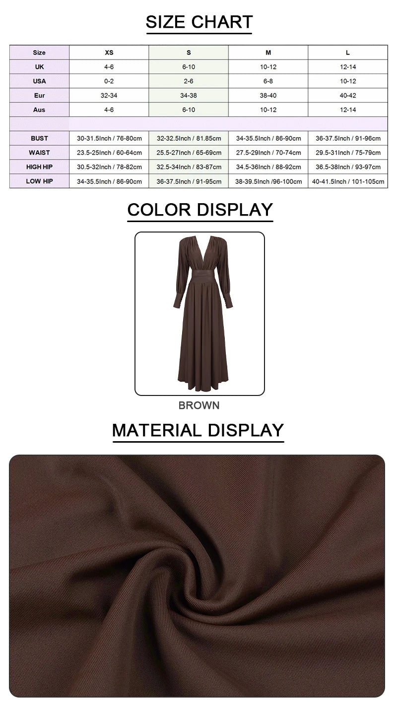 Solid V-Neck Full-Length Sleeve Sash Belt Slim Fit A-Line Ankle-Length Dress – Knitted Cotton-Polyester, Empire Waist, Summer Luxegan