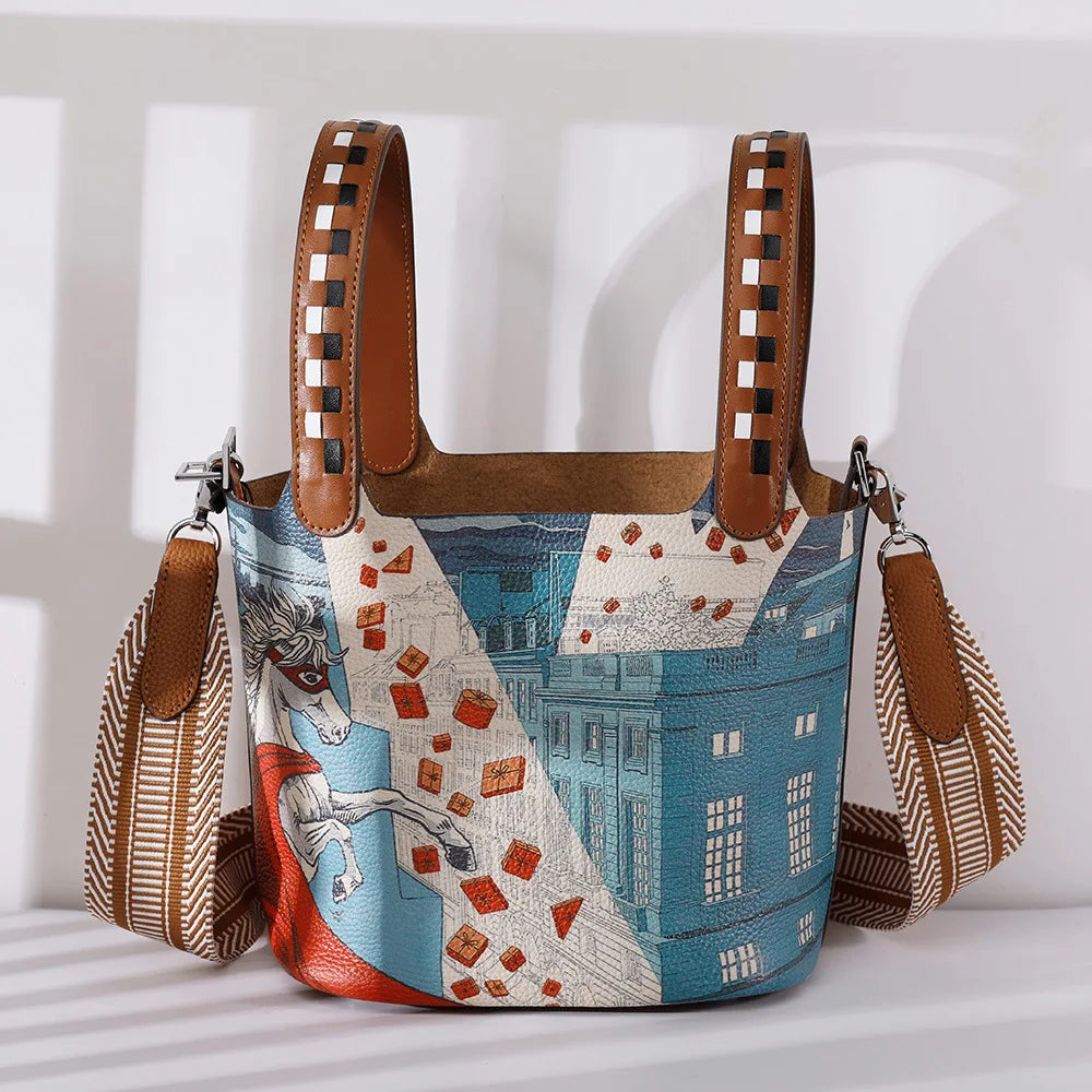 New Fashion Genuine Leather Bucket Bag | High-Quality Designer Handbag & Crossbody Luxegan