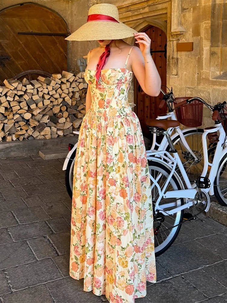 Fashion Women's Printed Ruffled Dress Elegant Short Sleeve Female V Neck Maxi Dresses 2026 Summer Elegant New Lady Vestidos