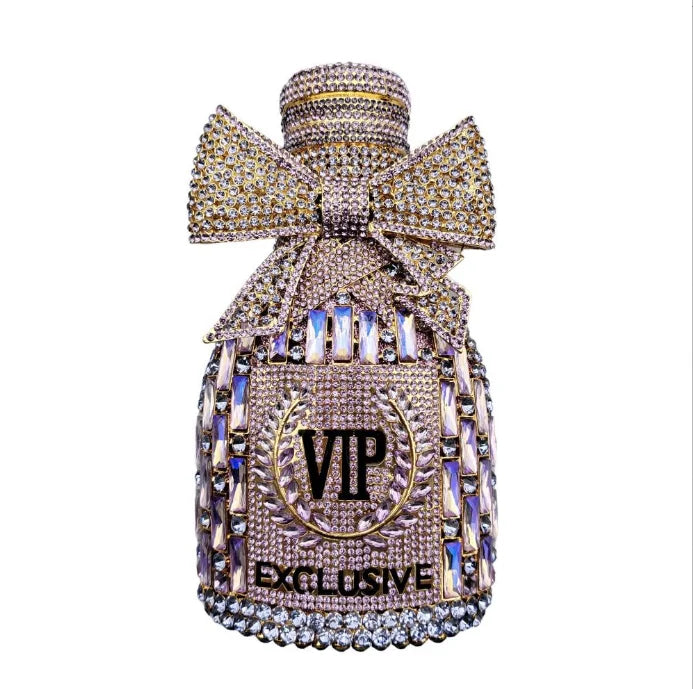 Women Rhinestones Clutch Purse Champagne Bottle Evening Bags Diamond Hard Metal Clutches Wedding Party Minaudiere Purses Luxegan
