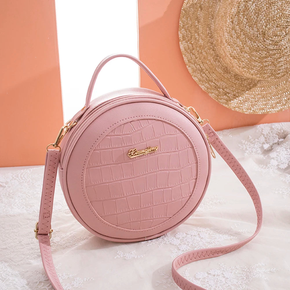 Youthful Alligator Pattern Crossbody Bag | Round Circle PU Shoulder Pouch Luxegan