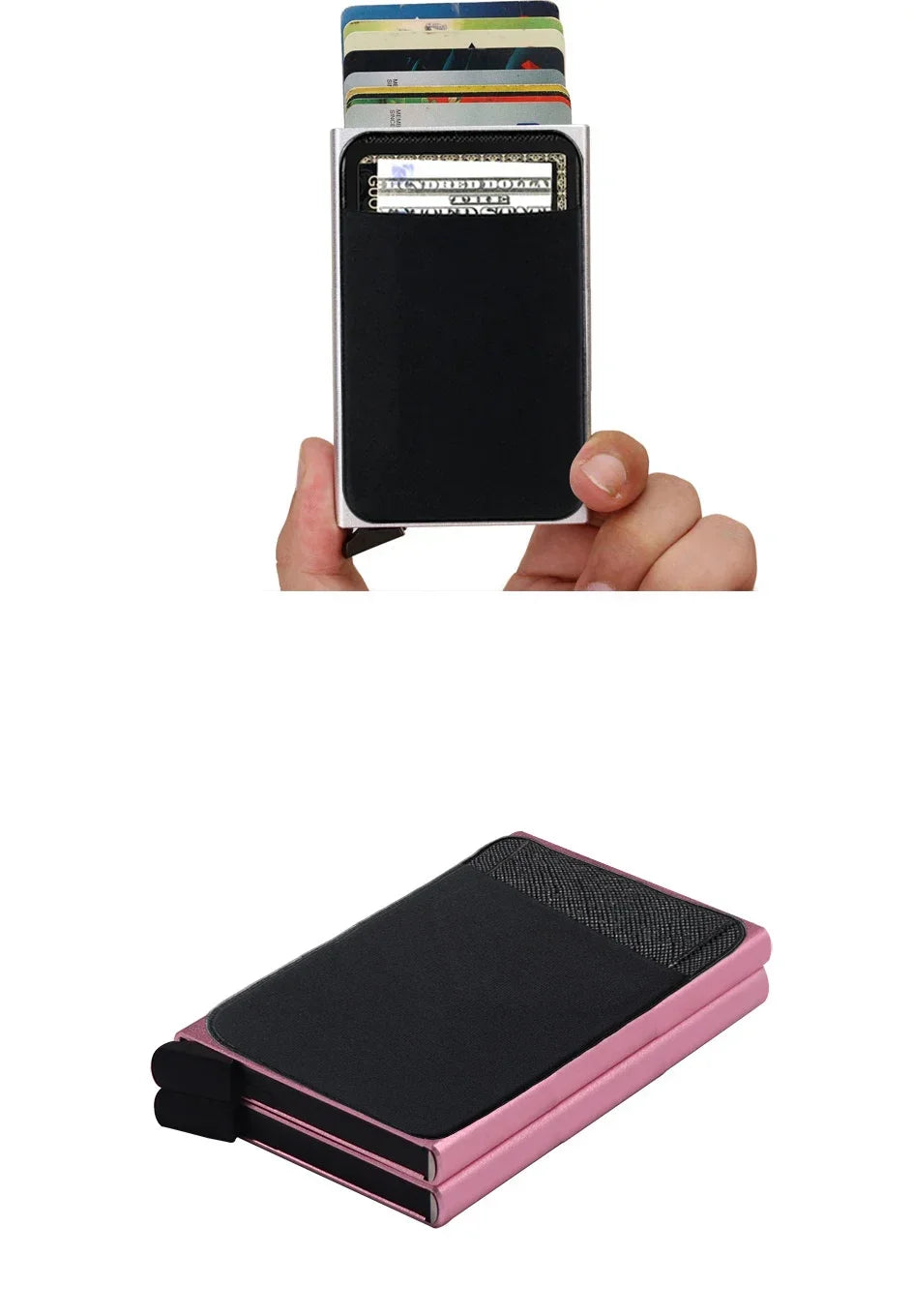 Automatic Pop Up Wallet Aluminum Double Card Case RFID Credit Card Holder Minimalist Metal Wallet Hold 12 Cards Wallet for Men