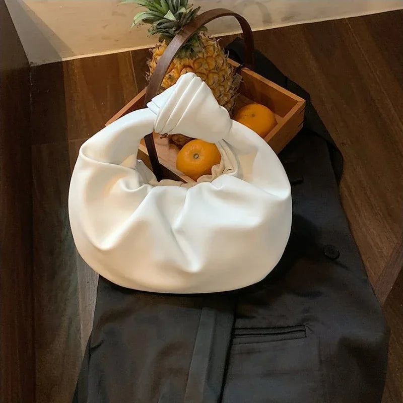 Fashion Ruched Hobo Bag | Soft PU Leather Crossbody Clutch Luxegan