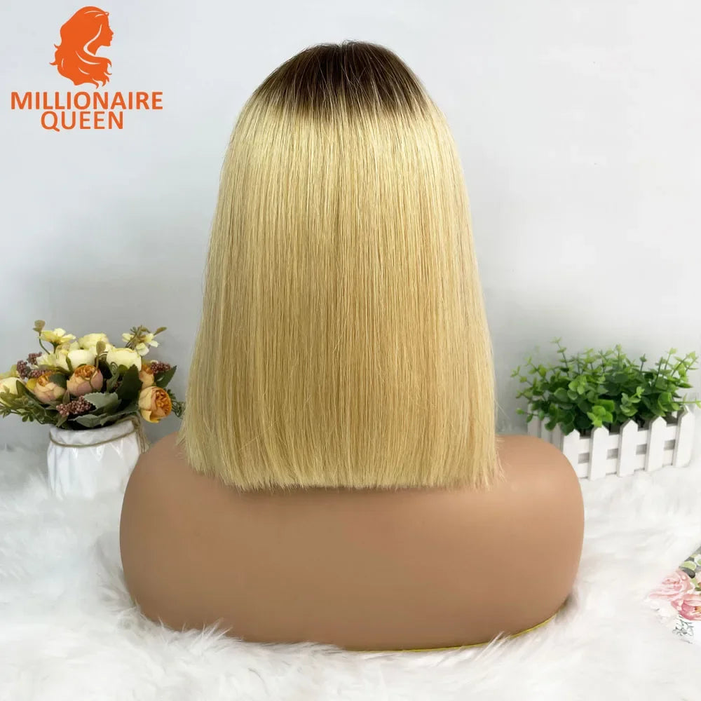 Highlight P4/30 Brown Vietname Bone Straight Bob Wig Super Double Drawn Human Hair 2x6 Glueless Lace Closure Wig For Black Women