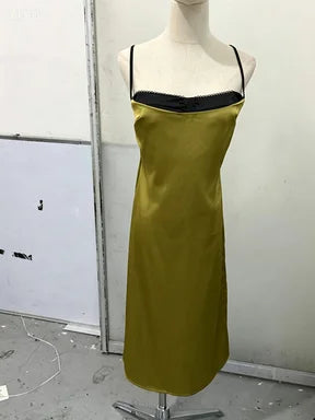 Sexy Satin Sleeveless Slip Midi Dress for Women Elegant Bodycon Evening Cocktail Dresses 2026 New Female Party Clubwear Outfit