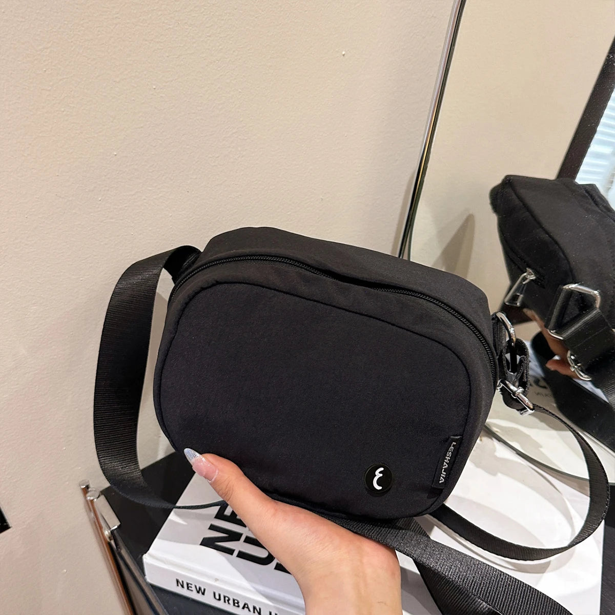 Nylon Solid Box Bag | Soft Mini Multi-Compartment Crossbody Phone Bag Luxegan