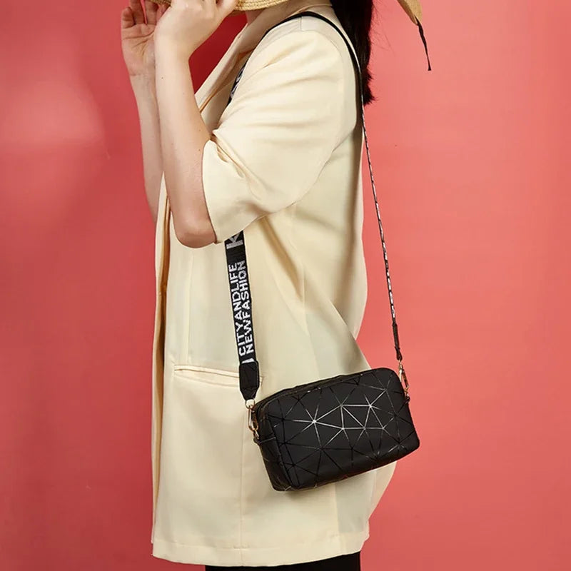 Fashion Laser Shoulder Square Bag | PU Leather Crossbody Bag, Messenger Bag & Small Trendy Satchel Luxegan