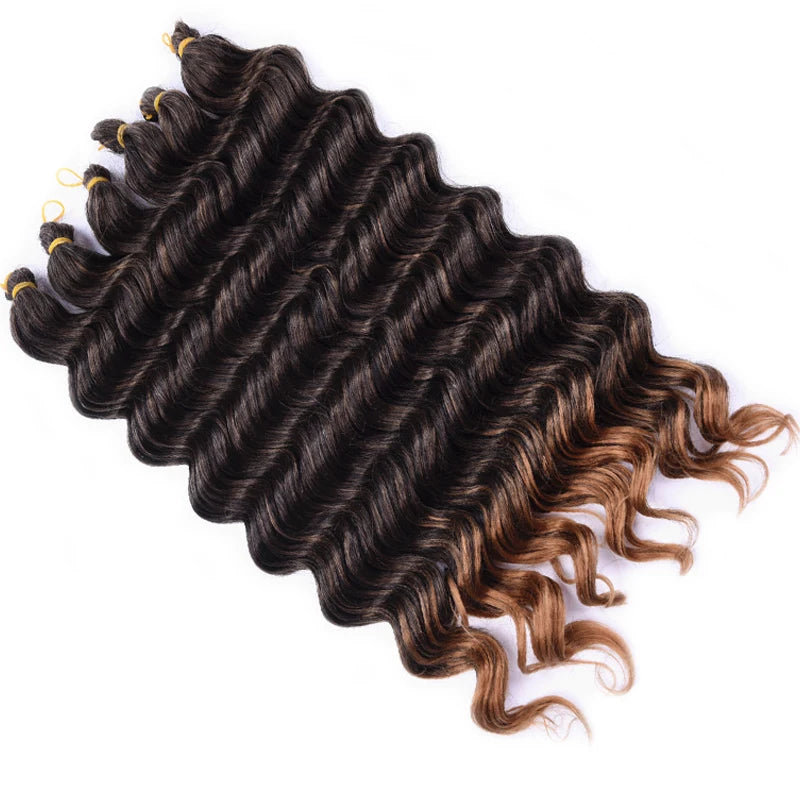 20" Deep Curly Crochet Braiding Hair | Deep Wave Bulk Synthetic Braid Extensions | 23 Colors
