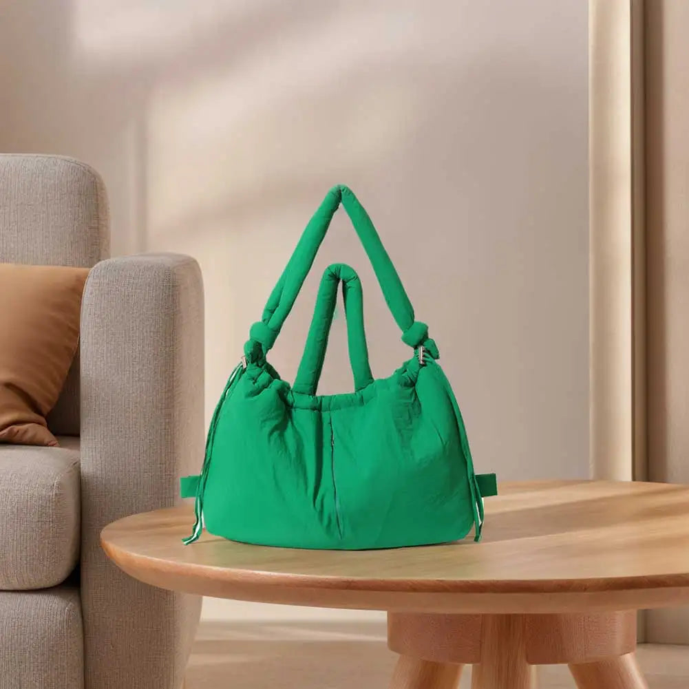 Women's Large Nylon Puffer Tote & Crossbody Bag with Adjustable Strap Luxegan