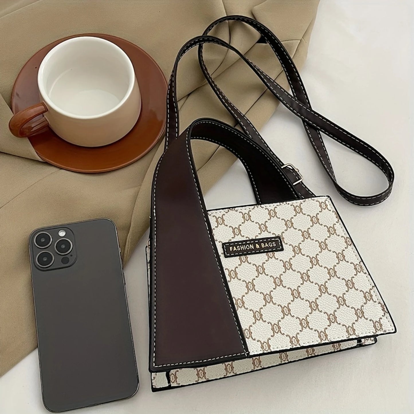 Designer Mini Crossbody Bag, Vintage-Inspired PU Shoulder Handbag for Women, Chic Commuter Tote with Metallic Clasp