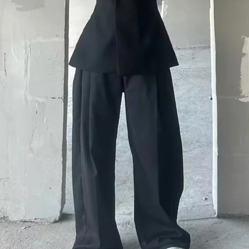 Deconstruction Design Long Trousers | Sophisticated High-Waist Loose Silhouette | Elegant "Full-Length" Casual Bottoms | "Dignified" Elastic Waist Wide-Leg Pants for Radiant Versatile Styling Luxegan