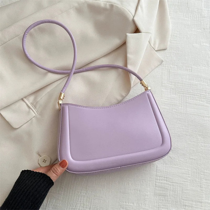 New Trendy Fashion Retro Solid Color Texture Underarm Bag | Popular Casual Simple Women's Small Square Handbag (Bolsos De Señora) Luxegan