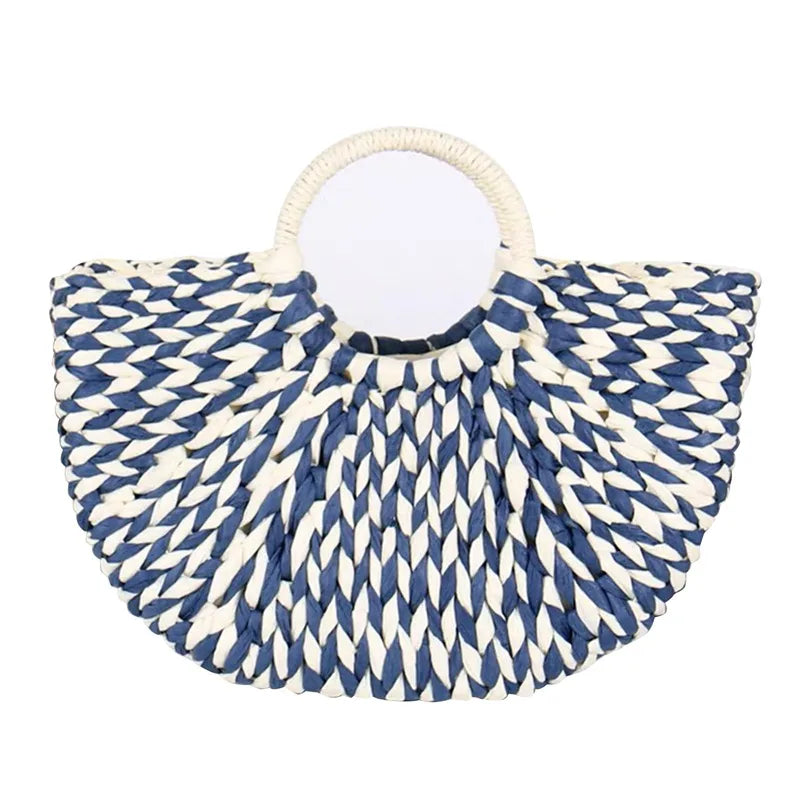 Soft Handmade Woven Paper Basket Tote | Simple National Style Handbag Luxegan