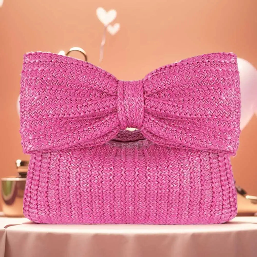 Summer Straw Woven Clutch Bag | Women's Bow Purse Luxury Design Ladies' Evening Handbag Luxegan