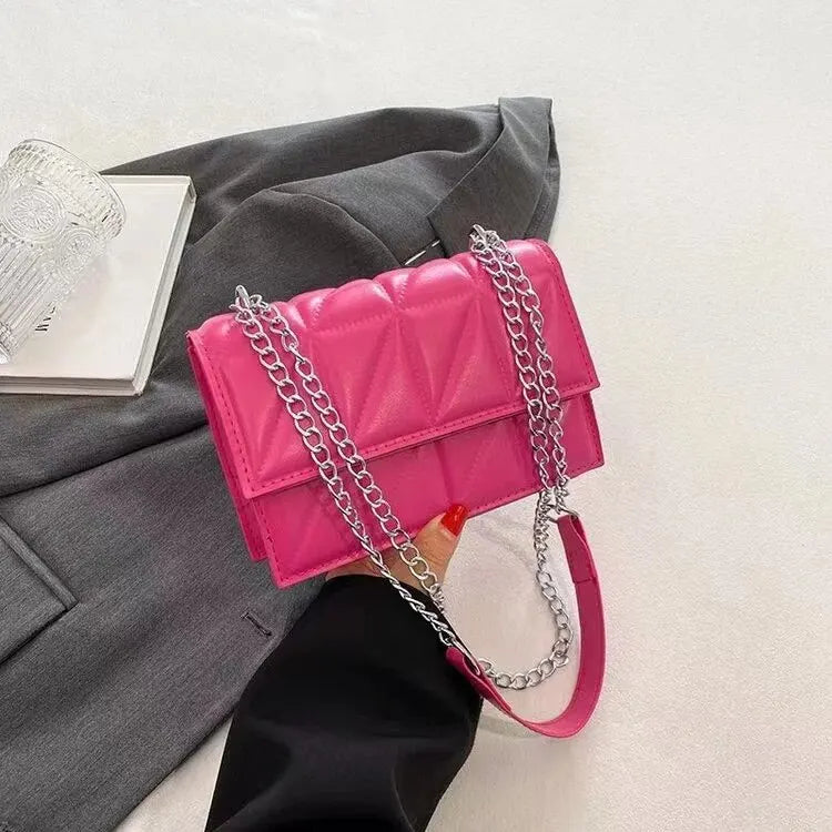 Classic Square Chain Bag | Stylish PU Leather Crossbody Purse Luxegan