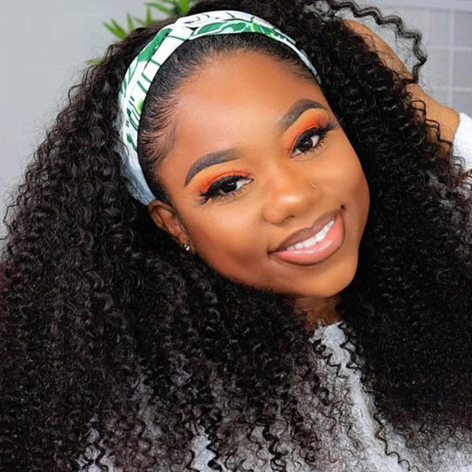 Indian Jerry Curly Headband Wig | 250% Density Glueless Remy Human Hair Luxegan