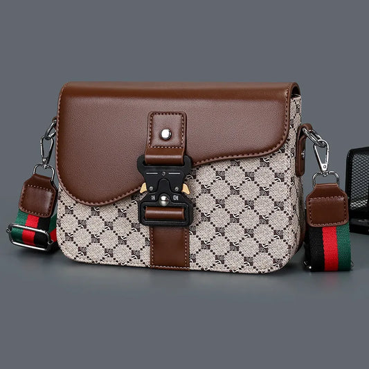 Luxury Plaid Crossbody Bag | Sophisticated "Buckle Flap" Silhouette | High-End Unisex Business Sling Bag | "Dignified" High-Performance Waterproof Essential for Radiant Versatile Styling Luxegan