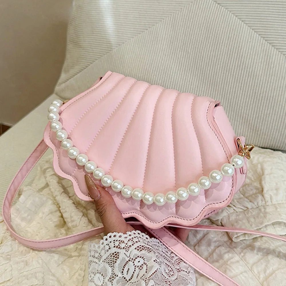 Soft TPU Minimalist Shell Bag | Cute Pearl Decorated Shoulder & Crossbody Bag - view 6