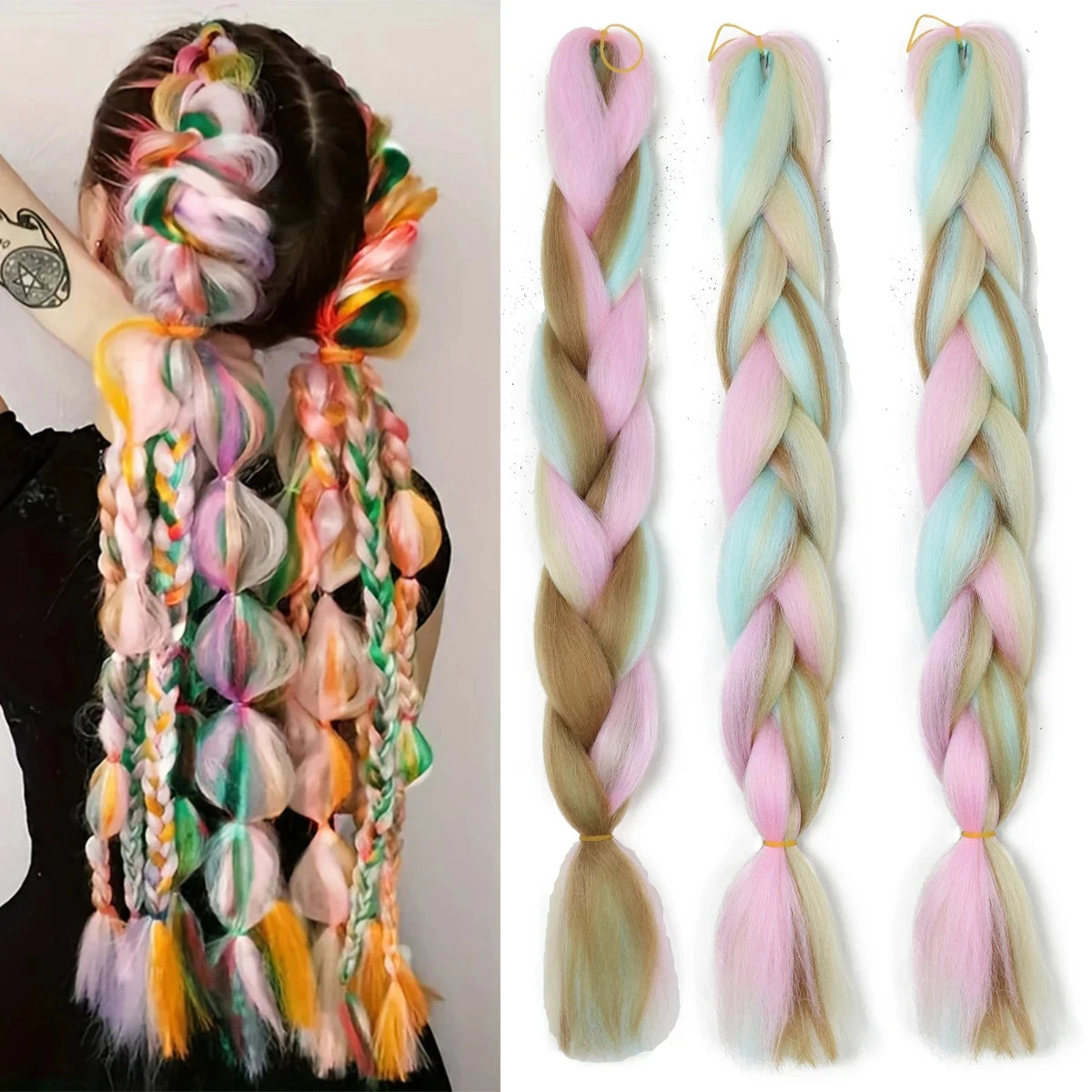24 Inch Synthetic Yaki Kanekalon Braiding Hair – Kinky Straight | Ombre Piano Colors | Jumbo Braid - view 10