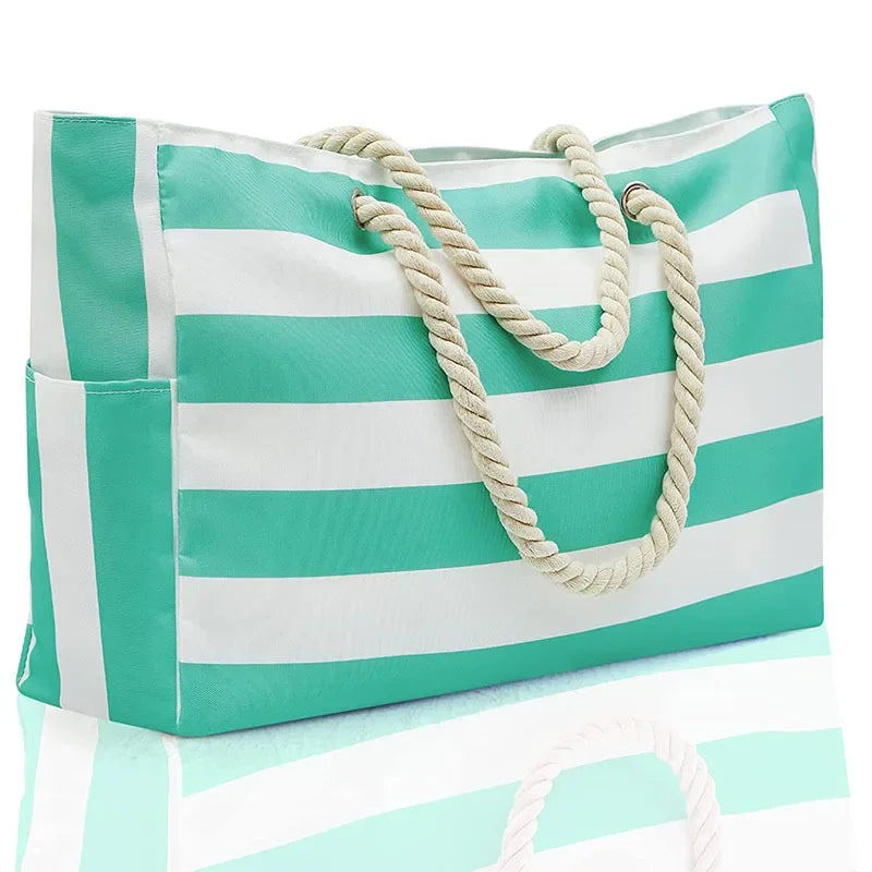 Large Waterproof Beach Tote Bag | Zipper Shoulder & Pool Bag Luxegan
