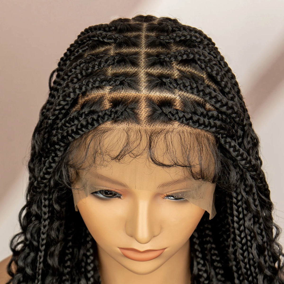 Synthetic Full Lace Bohemian Box Braided Wigs with Baby Hair Boho Box Braided Wigs Curly Hair Full Lace Front Wigs Luxegan