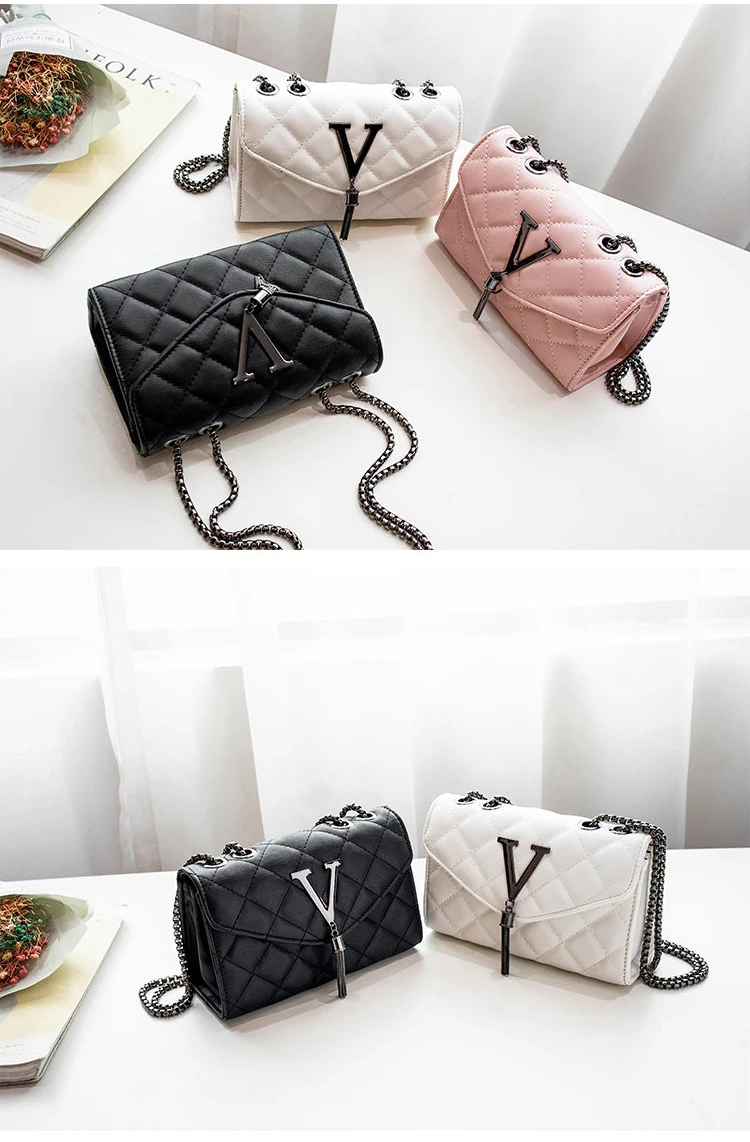 PU Leather Plaid Flap Bag | Hard Black Luxury Quilted Tassel Crossbody Luxegan