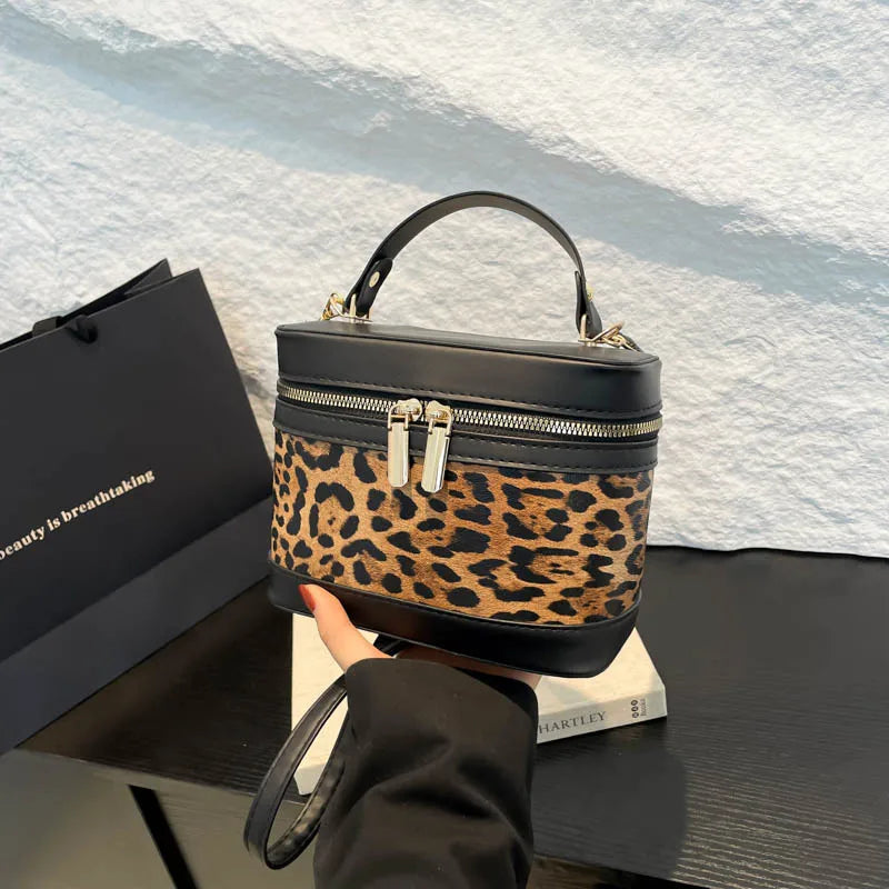 Fashion Round Bucket Bag | Leopard Pattern Crossbody Shoulder Bag Luxegan