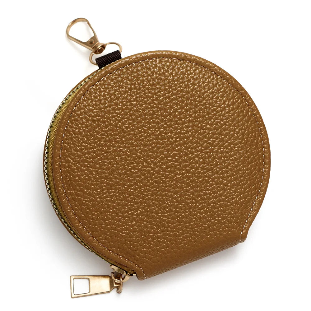 Fashion Candy Color Circular Zipper Coin Purse | Small PU Wallet, Headphone & Key Bag, Student Card Holder (Unisex) Luxegan