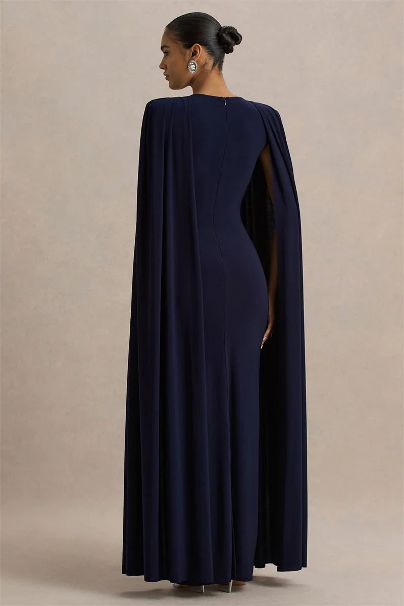 Solid O-Neck Full-Length Sleeve Slim Fit A-Line Midi Dress – Natural Waist, Polyester-Elastane, All Season Luxegan
