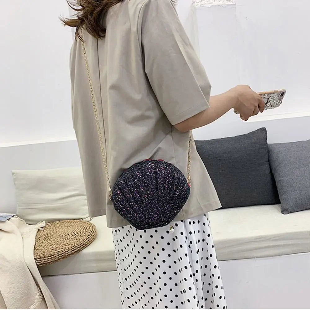 Elegant Shiny Evening Banquet Bag | Sophisticated "Korean Style" Silhouette | Elegant Sequined Chain Shoulder Bag | "Dignified" High-Performance Crossbody Accessory for Radiant Versatile Styling Luxegan