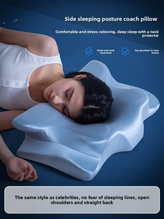 Memory Cervical Neck Protection Pillow | Sophisticated "Butterfly Shaped" Silhouette | Elegant Slow Rebound Sleep Care Cushion | "Dignified" High-Performance Healthy Alignment Essential for Radiant Versatile Styling Luxegan