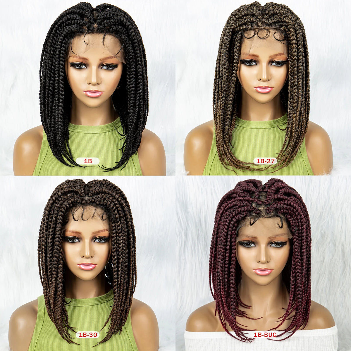 Pelucas trenzadas Bob para mujeres negras Peluca de encaje completo con trenzas estilo cornrow Peluca sintética de encaje frontal con trenzas de caja sin nudos con cabello de bebé