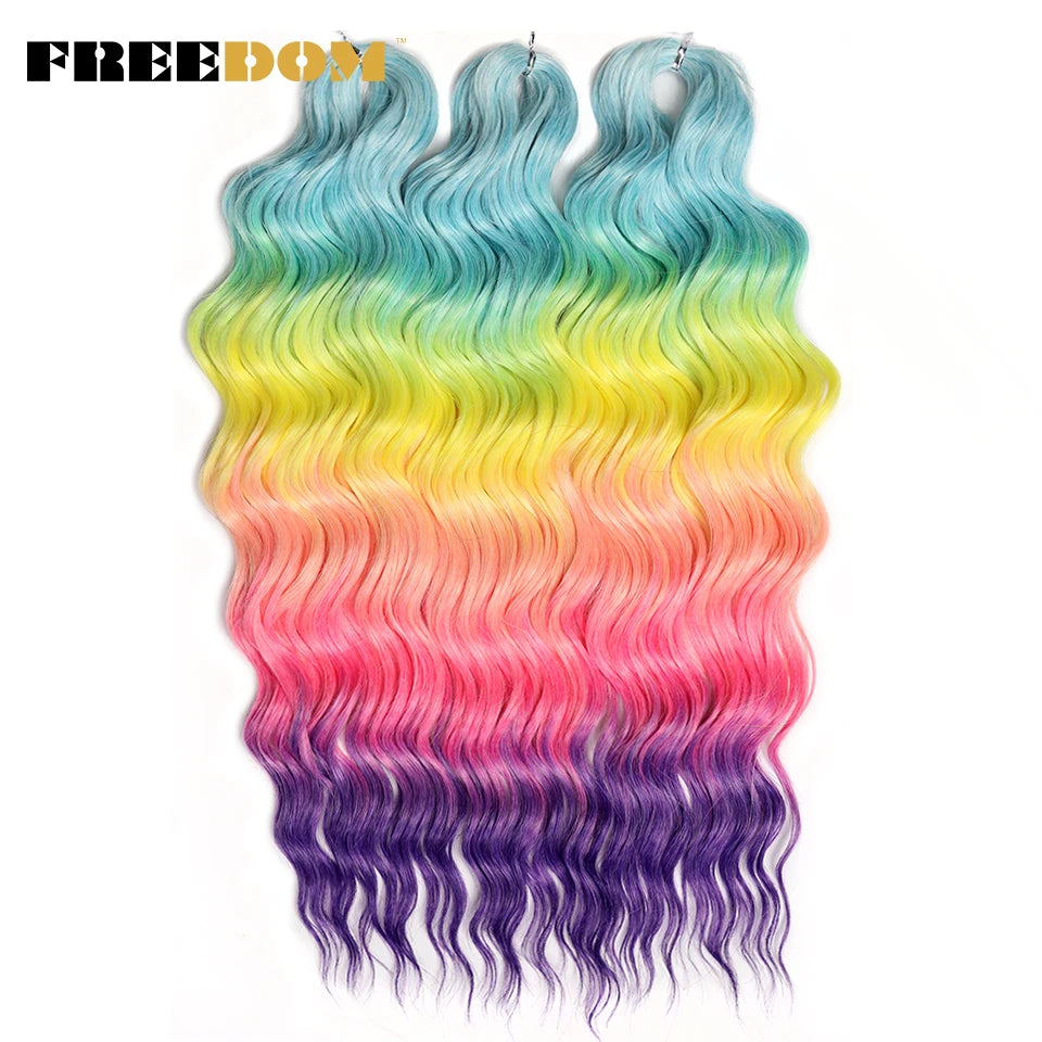 FREEDOM Synthetic Water Wave Crochet Braiding Hair 24 Inch – Ombre & Multi-Tone | 88 Colors | 300g - view 86