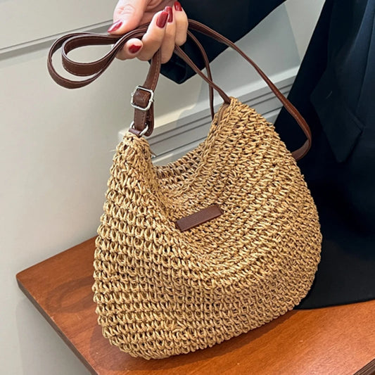 Woven Summer Fashion Straw Bag | High Quality Beach Holiday Crossbody Bag (Large Capacity Shopping Shoulder Handbag for Women) Luxegan