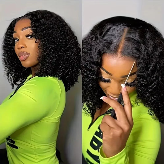 250% Density Brazilian Deep Curly Short Bob Wig | 13x4 HD Transparent Lace Front & 4x4 Deep Wave Closure Human Hair Wigs for Women Luxegan