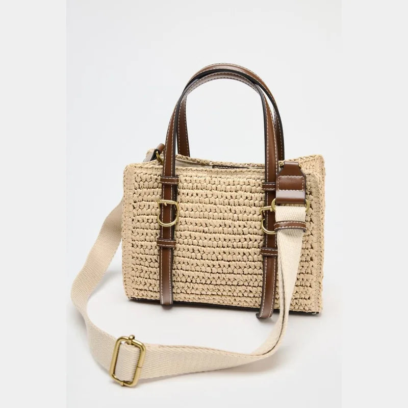 Soft Woven Paper Straw Tote | Small Fashion Crossbody Bag Luxegan