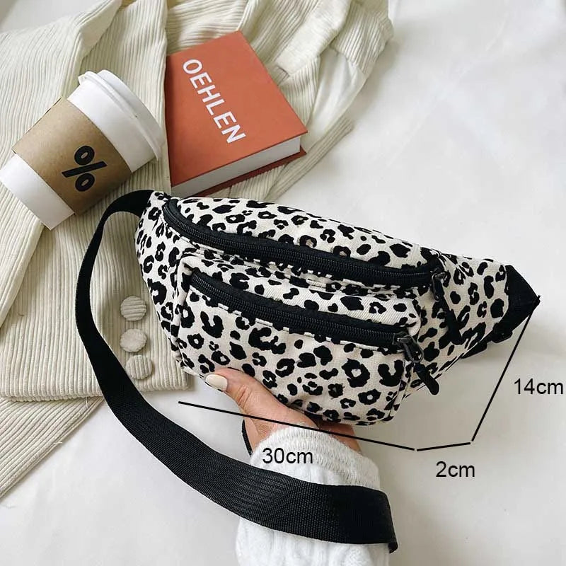 Fashion Women's Flannel Fanny Pack | Wild Leopard Pattern Waist Bag & Bum Hip Bag (Casual Chest Bag Money Phone Pouch)