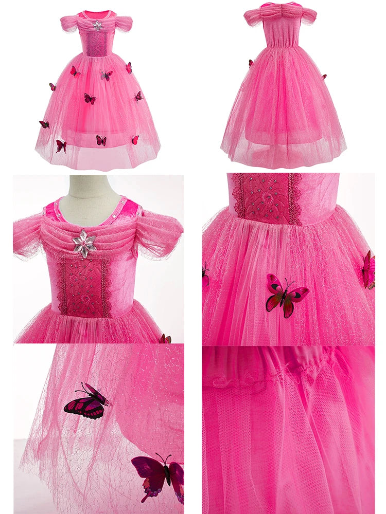 Little Girls Summer Cinderella Dance Sequin Clothing Kids Birthday Fancy Maxi Princess Style Cosplay Dress Long Sleeve Ball Gown