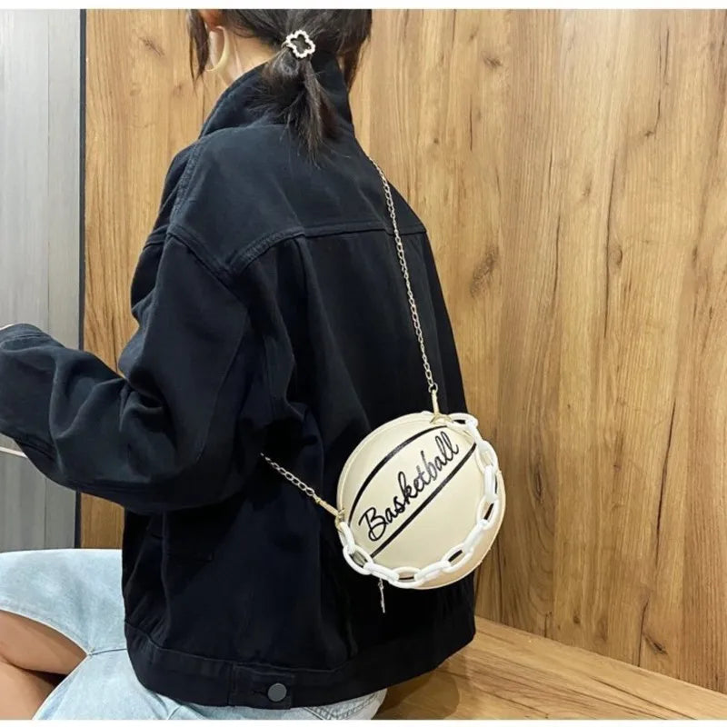 Hot Selling Ladies Spherical Bag | Personality Basketball Bag & New Shoulder Messenger Bag (Korean Round Bag Women's Bag) Luxegan