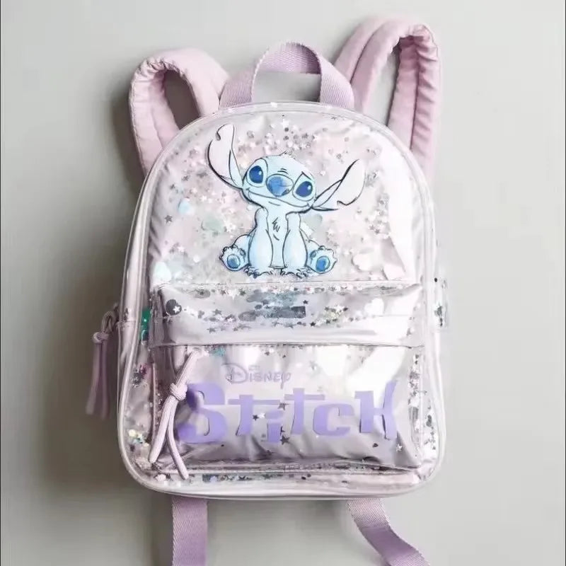 Disney’s New "Stitch" Cartoon Sequined Backpack | Trendy Kindergarten School Bag for Boys & Girls | Fashionable PVC Sequin Bucket Bag with Nylon Lining Luxegan