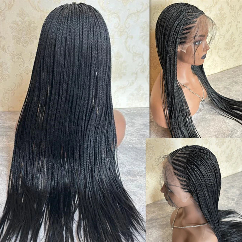 28 Inch Cornrow Box Braids Wig | Lace Frontal | Baby Hair