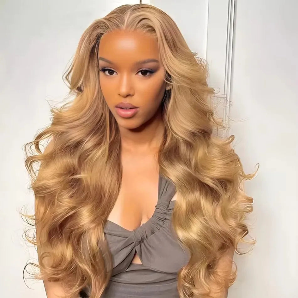#27 Honey Blonde Body Wave Human Hair Wig | 200% Density 13x6 HD Transparent Lace Frontal & 13x4 Lace Frontal (Pre-Plucked) Luxegan