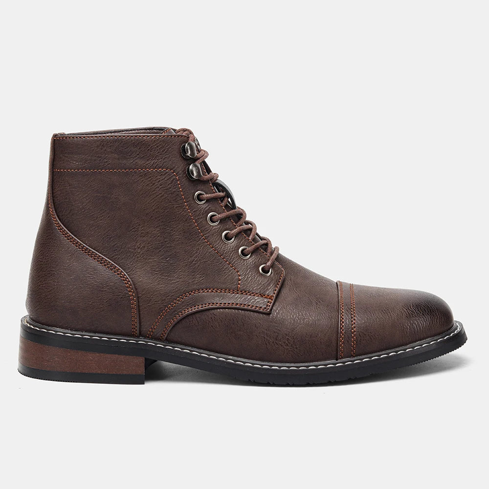 Brogue Chelsea Men's Boots | American Style Comfortable Fashion Leather Boots (Low Heel) Luxegan