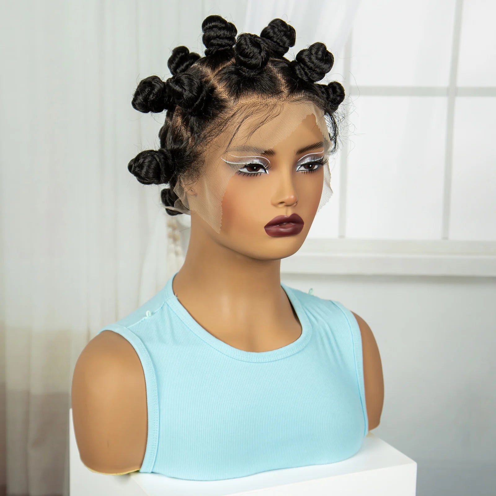  3-in-1 Handmade Bantu Braids Wig | Knotless Box & Faux Locs Options | Full Lace  Luxegan