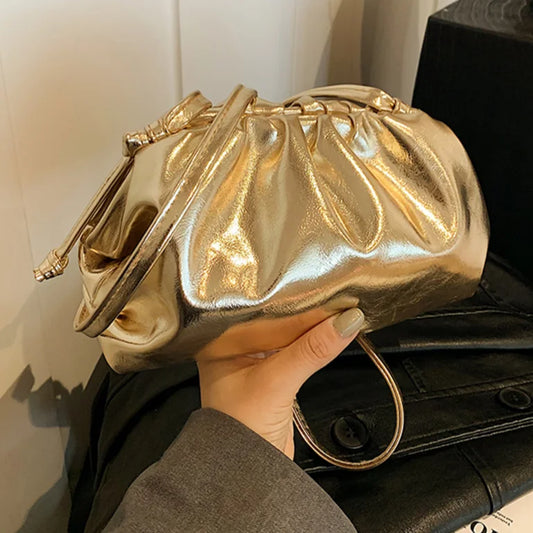 Small Luxury Design Women's Bag | Ruched Dumpling Clutch & Soft PU Leather Handbag Luxegan