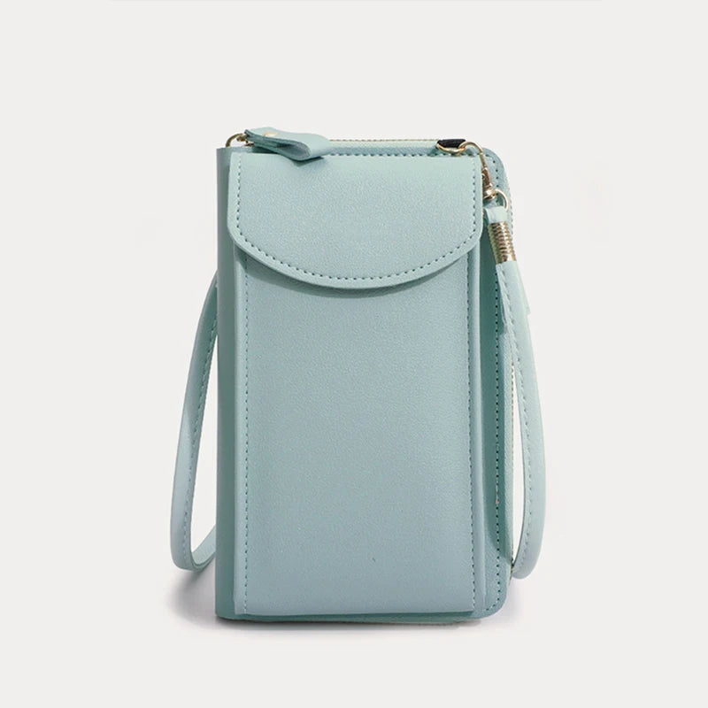 Fashion Women’s Small Crossbody Messenger Bag | Mini PU Leather Shoulder Purse | Elegant Ladies' Phone Handbag with Letter Detail | Versatile Solid Color Flap Clutch Luxegan