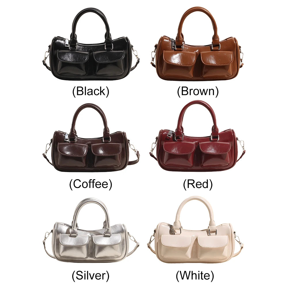 Women’s Small Top Handle Handbag | Premium PU Leather Adjustable Strap Crossbody Bag | Solid Color Casual Tote with Inner Zipper Pocket | Versatile Work & Travel Purse Luxegan