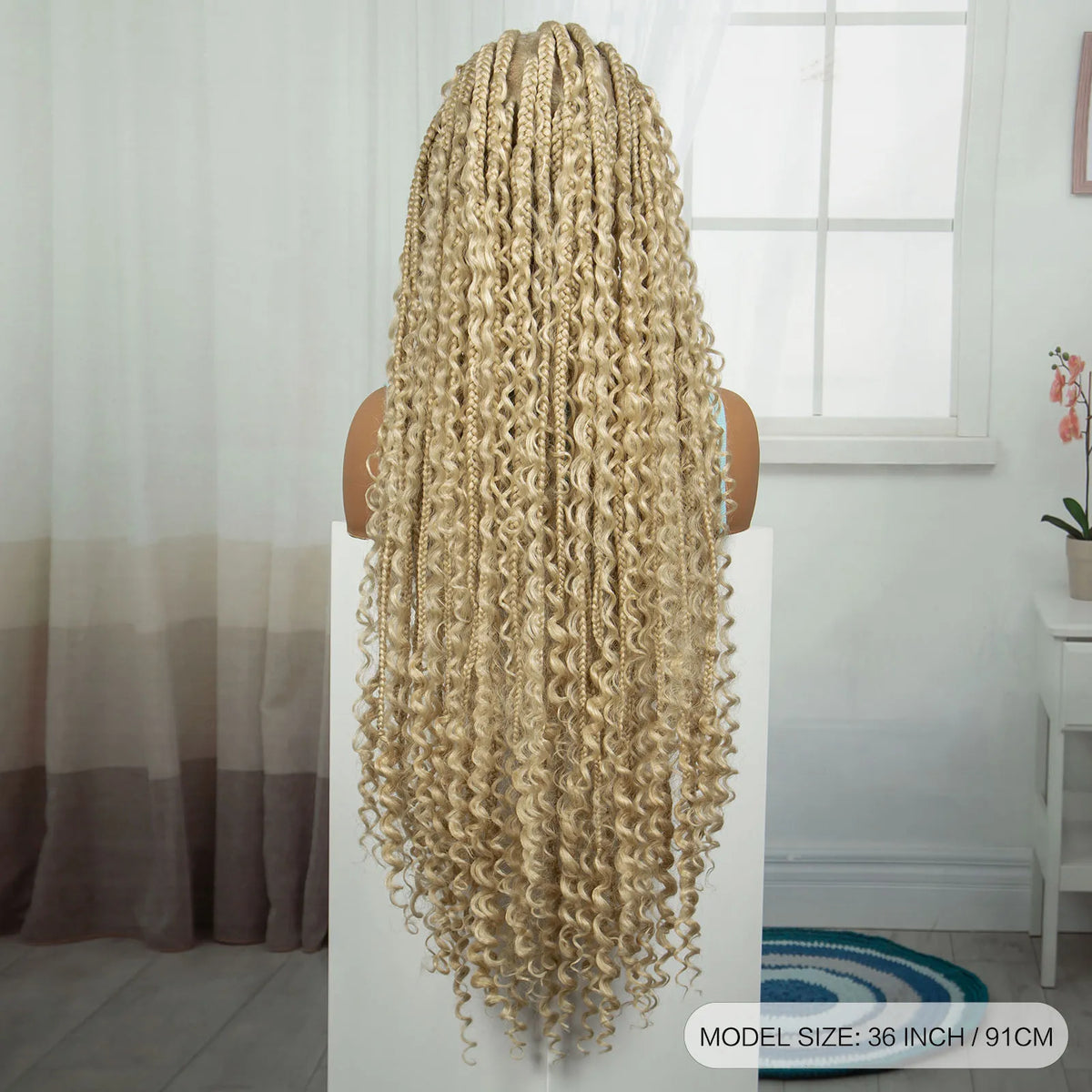 36 Inch Boho Knotless Box Braid Wig | Full Lace | Curly Ends