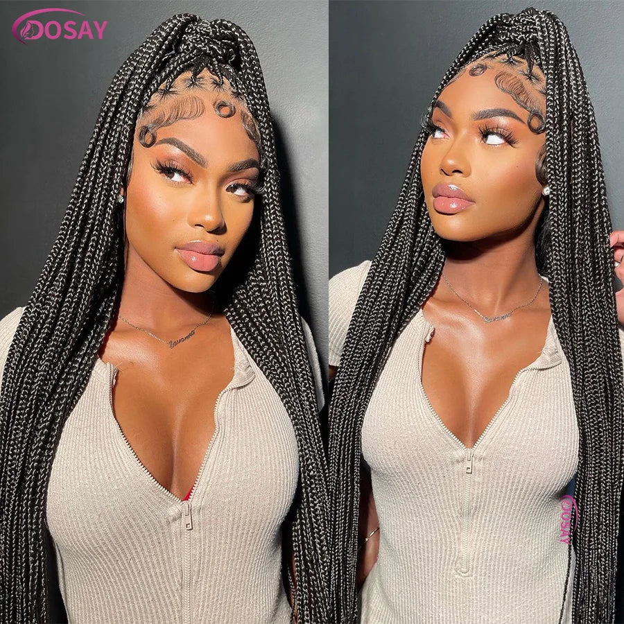 36 Inch Knotless Cornrow Box Braided Wig | HD Full Lace | Hand Tied